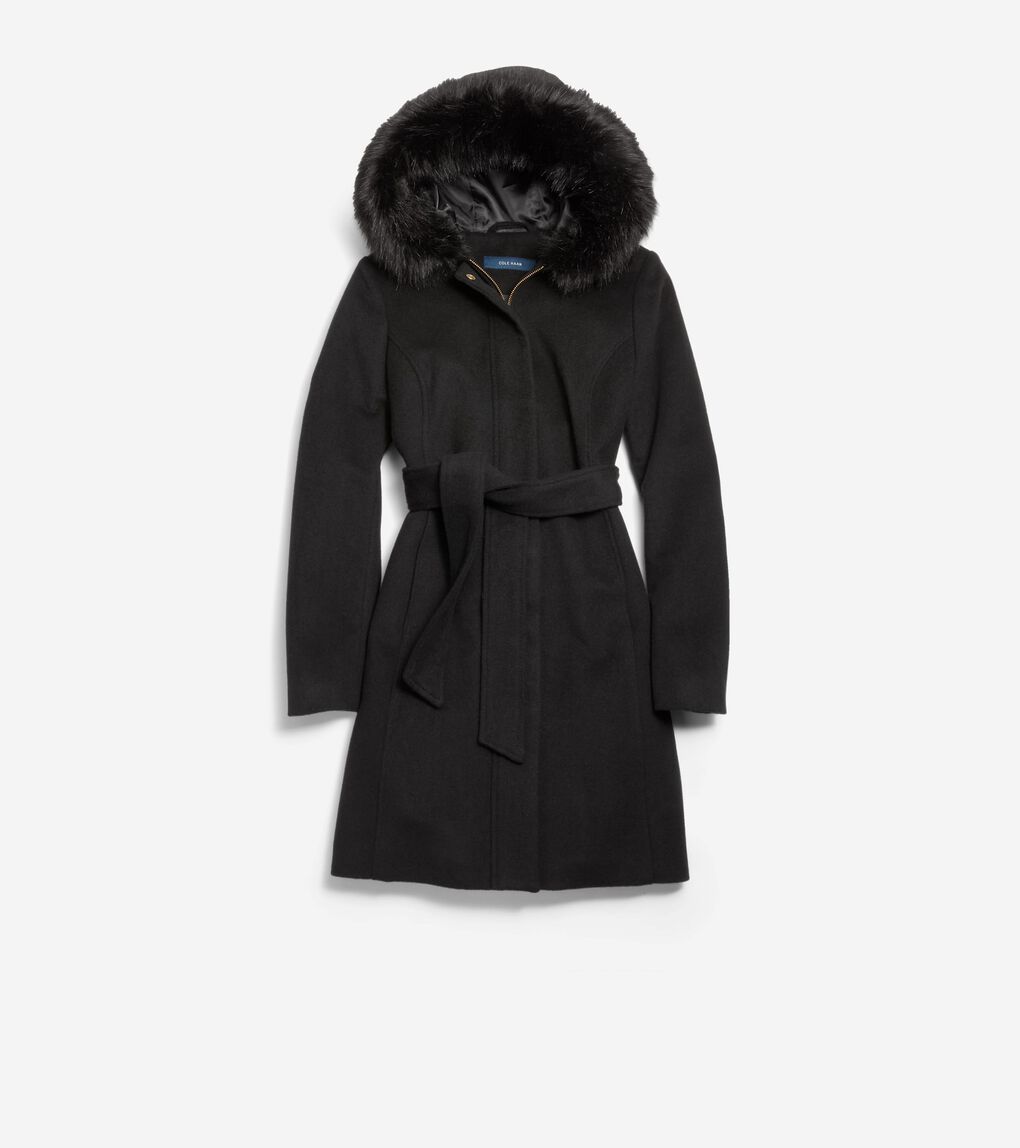 Women's Slick Wool Hooded Coat 